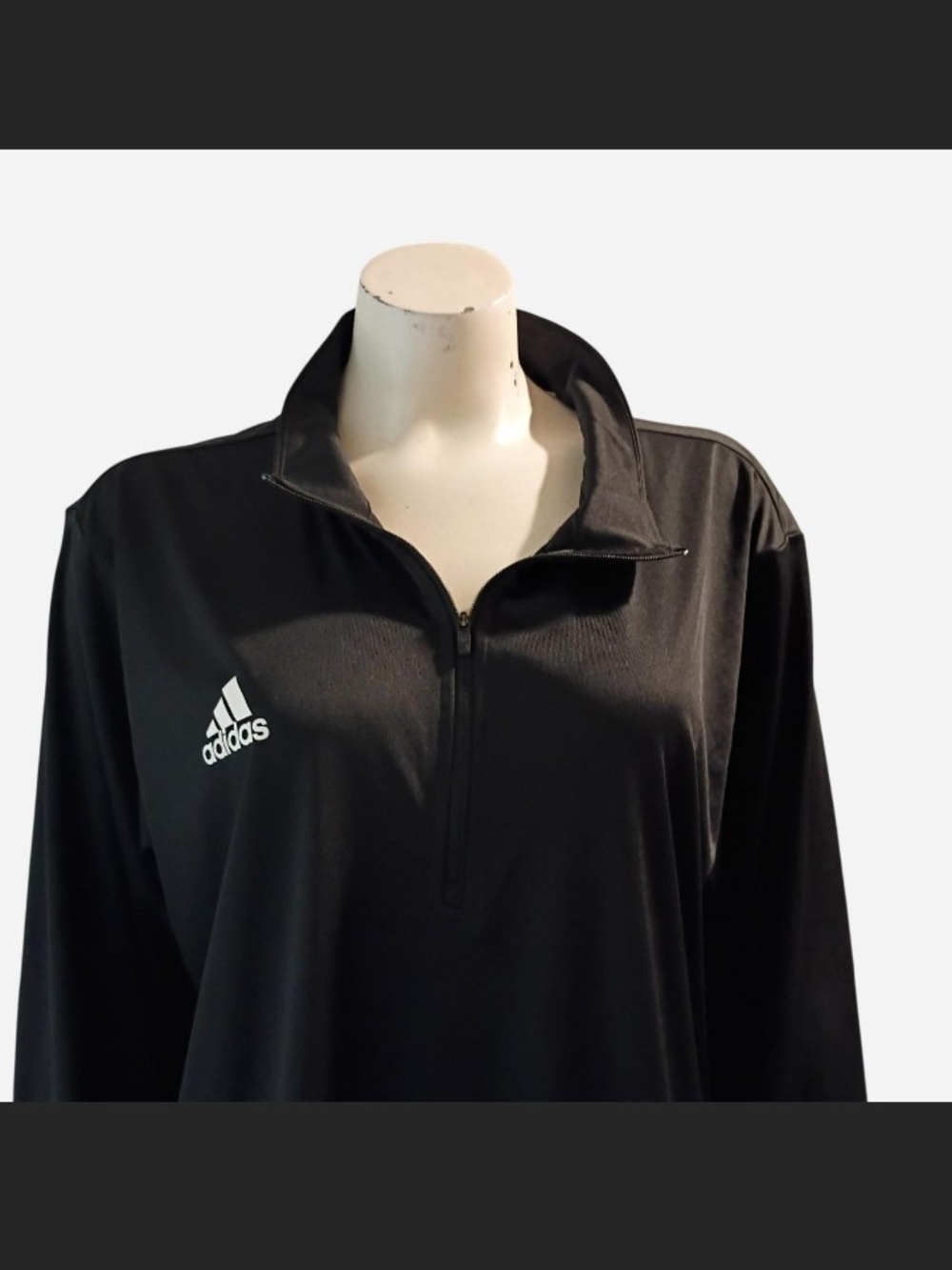 Adidas Men's Black Performance 1/4-Zip Pullover With White Logo Size Large
